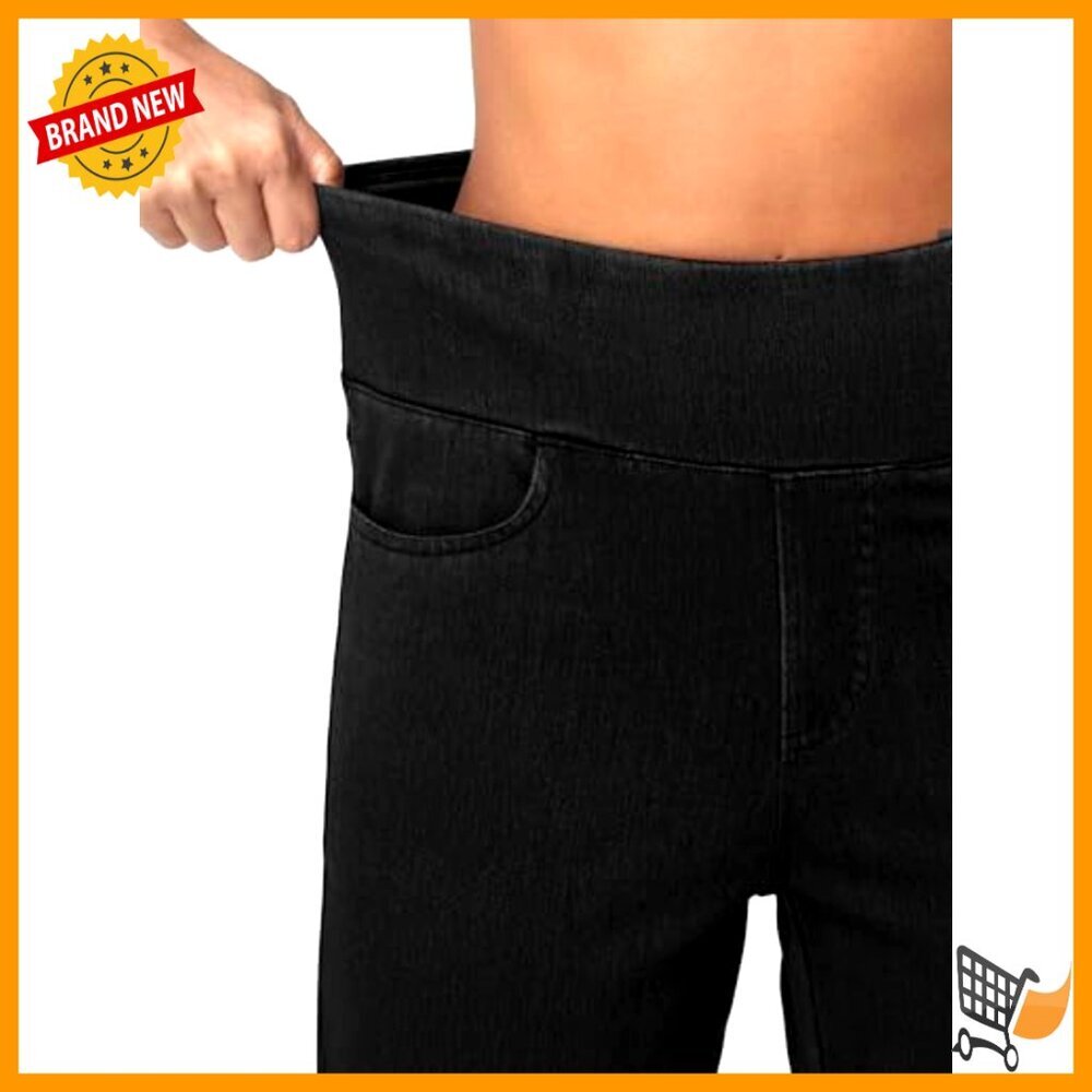 Wide Leg High Waisted Stretchy Pull On Jeans Oversized Y2K Chic Trendy - Picture 5 of 7